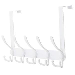 lot 24657 image: Dseap Over The Door Hook Hanger - 5 Tri Hooks, Heavy Duty Over The Door Towel Rack Coat Rack for Clothes Hat Towel, White