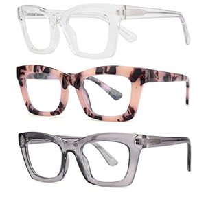 lot 24659 image: bullabulling Retro Square Reading Glasses For Women Men Fashion Oversized Frame Large lens 2.05inches (whitetortoisegray, 2.0)
