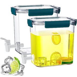 lot 24662 image: Irenare 2 Pcs Plastic Drink Dispenser with Spigot Beverage Dispenser with Lock Lid Iced Juice Lemonade Dispenser Liquid Dispenser Water Container for Fridge Bar Party Iced Tea (Green,1 Gallon)