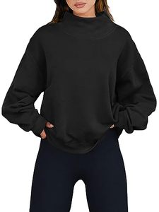 lot 24678 image: ANRABESS Oversized Sweatshirts Women Black Turtleneck Pullover Fleece Hoodies CrewNeck 2023 Fall Outfits Sweater Y2K Clothes 1085heise-S