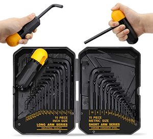 lot 24686 image: ELEAD 30-Piece Hex Key Set - Allen Wrench Set, SAE and Metric Allen Keys, MM(0.7mm-10mm) SAE(0.028-38), Heat-Treated Steel, Torque Handle, High Leverage, Long & Short Keys, Easy Organization