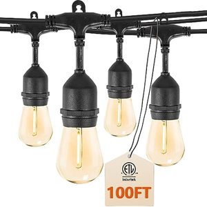 lot 24692 image: ZOTOYI Outdoor String Lights Waterproof IP65, 100FT Patio Lights with 32 S14 Shatterproof Bulbs(2 Spare), Commercial Grade Heavy-Duty LED String Lights for Outside, Bistro, Cafe, Backyard, 2700K