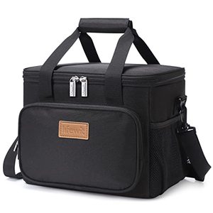 lot 24703 image: Lifewit Large Lunch Bag Insulated Lunch Box Soft Cooler Cooling Tote for Adult Men Women, Black 12-Can (8.5L)