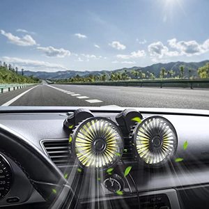 lot 24720 image: Xximuim Electric Car Cooling Fan,360° Adjustable Dual Head Cooling Air Fan Brushless Motor Low Noise Automobile Vehicle Fan Micro USB for CarSUVRVTruckBoat Use (Without Coloured Light)