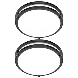 lot 24728 image: 12 Inch Flush Mount Ceiling Lights, 36W 3000LM Black Dimmable Light Fixtures Ceiling Mount, 3000K-5000K Selectable Modern Kitchen Light Fixtures for Stairwell, Balcony, Corridor, Laundry (2-Pack)