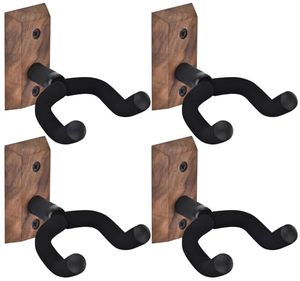 lot 24735 image: Guitar Wall Mount 4 Pack, Guitar Wall Hangers with Adjustable Soft Guitar Hook for All Size Guitars, Hardwood U-Shaped Guitar Holder for Acoustic, Electric Guitar, Bass, Easy to Install, Black Walnut