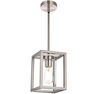 lot 24737 image: VINLUZ One Light Chandeliers Fixture Brushed Nickel Modern Pendant Kitchen Lighting with Clear Glass Shade Dining Room Lighting Fixtures Hanging Contemporary Lamp Semi Flush Mount Ceiling Lights