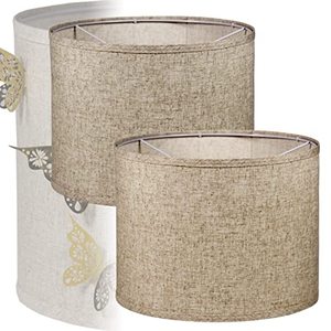 lot 24742 image: Drum Lamp Shades for Table lamps Floor lamp & Pendant Light Shade Lamp Shades Set of 2 Beige for Bedside Lamp fit UNO Fitter & Spider