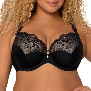 lot 24750 image: Curvy Couture Womens Tulip Sexy Lace Plus Size Push Up Bra, Black, 44G