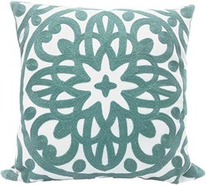 lot 24751 image: Alysheer Embroidered Decorative Throw Pillow Cover 20x 20, Boho Mandala Modern Thick Embroidery Pattern, Durable Cotton Canvas Soft Cushion Case for Sofa Couch Bed Living Room (Dusty Aqua Blue)