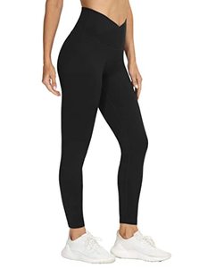 lot 24754 image: Womens V Cross Waist Yoga Leggings High Waisted Tummy Control Workout Running Pants Black, small