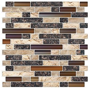lot 24766 image: STICKGOO Thicker Design Peel and Stick Tile Backsplash, 12�12�Stick on Backsplash for Kitchen, Self Adhesive Tile Stickers for Kitchen Backsplash and Bathroom(10 Sheets, Sand Brown)