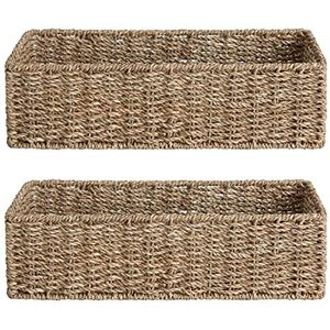 lot 24784 image: StorageWorks Toilet Basket Tank Topper, Toilet Paper Basket for Bathroom, Seagrass Storage Basket for Toilet Tank Top, Bathroom Wicker Basket, 2 Pack