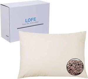 lot 24787 image: LOFE Organic Buckwheat Pillow for Sleeping - Standard Size 20x26 Common Buckwheat Hull Pillow, Adjustable Height Neck Support Pillow, Cooling Pillow for Cervical Support for Back and Side Sleepers