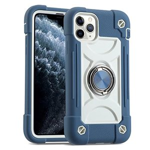 lot 24805 image: MARKILL Compatible with iPhone 11 Pro Max Case 6.5 Inch with 360°Rotate Ring Stand, Military Grade Drop Protection Full Body Rugged Heavy Duty Case 3 in 1 Protective Durable Cover. (Blue)