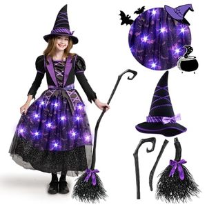 lot 24809 image: Spooktacular Creations Child Girl purple witch costume bat skirt for Halloween (Medium (8-10yr))  no broom included 