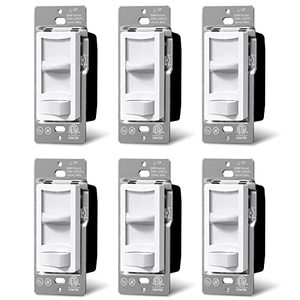 lot 24810 image: 6 Pack BESTTEN Ultra Slim Digital Dimmer Switch, Single-Pole or 3-Way, Dimmable Light Switch for LED, CFL, Halogen and Incandescent Bulbs, ETLcETL Listed, Snow White