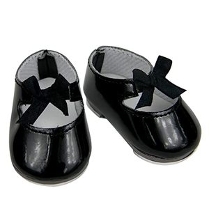 lot 24832 image: Sophias Patent Leather Mary Jane Style Tap Shoes with Bow and Silver Tap Plates for 18 Inch Dolls, Black