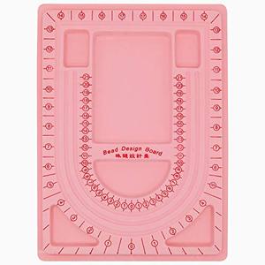 lot 24839 image: H&W Pink Bead Board with Flock, 9.5 by 12.9-inch, Design Beading Board Tray DIY Craft Tool for Girl and Necklace Beading Jewelry Designer