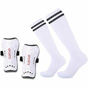 lot 24873 image: Geekism Soccer Shin Guards for Youth Kids Toddler, Protective Soccer Shin Pads & Socks Equipment - Football Gear for 3 5 4-6 7-9 10-12 Years Old Children Teens Boys Girls (White, Medium)