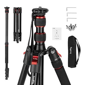 lot 24891 image: SmallRig 68 Camera Tripod, Foldable Aluminum Tripod & Monopod, Compatible with 14-20 and 38-16 Video Head, Payload 33lb, Adjustable Height from 19.7 to 67.7 for Camera, Phone - 3983