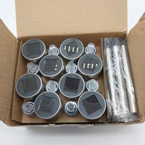 lot 24894 image: used, see pictures of actual product  SOLPEX 16 Pack Solar Outdoor Lights Pathway, Stainless Steel Solar Lights Outdoor Waterproof,LED Landscape Lighting Solar Walkway Lights for LandscapePatioLawnYardDriveway-Cold White