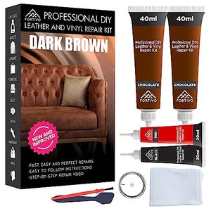 lot 24896 image: FORTIVO Leather Repair Kit, Vinyl Repair Kit for Furniture, Leather Repair Kit for Furniture, Leather Scratch Repair, Leather Couch Repair kit, Leather Furniture Repair Kit, Dark Brown Leather Dye