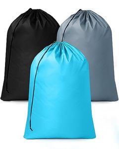 lot 24907 image: Travel Laundry Bags, 3 Pack Large Laundry Bags, Drawstring Laundry Bag, Waterproof Laundry Bag, 28 x 40 Inch Travel Laundry Bag for Dirty Clothes, Laundry Bag for Camp(Black, Gray, Sky Blue)