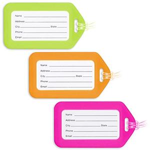 lot 24909 image: Mifflin-USA Luggage Tags (Neon, 3 PK), Bag Tag for Baggage, Suitcase Tags Bulk