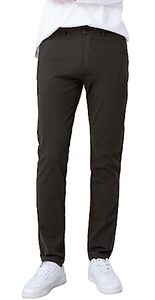 lot 24925 image: Plaid&Plain Mens Slim Fit Khaki Pants Mens Tapered Chino Pants 8801 Charcoal34X30