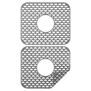 lot 24926 image: Facylive Kitchen Sink Protector Mat, 13.6  11.5 Inch Soft & No-rust Silicone Mat for Bottom of Kitchen Sink, Dishwasher Safe (2Pcs, Grey)