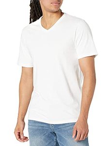lot 24931 image: Amazon Essentials Mens Slim-Fit Short-Sleeve V-Neck T-Shirt, Pack of 2, Bright White, Large
