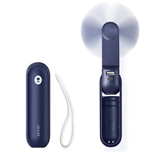 lot 24932 image: JISULIFE Portable Handheld Fan, Mini Pocket Hand Fan, Small Battery Operated 14-21 hours, USB Rechargeable Foldable Fan, Quiet Personal Fan with Power Bank, Flashlight for Indoor, Outdoor - Blue