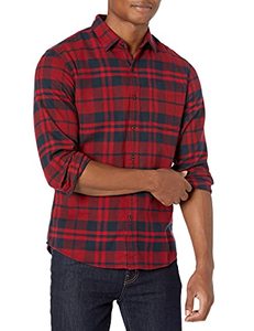lot 24934 image: Amazon Essentials Mens Slim-Fit Long-Sleeve Flannel Shirt, Navy Red Plaid, Medium