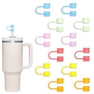 lot 24937 image: COCGVEL 12 Pack Compatible with Stanley 30&40 Oz Tumbler, 10mm Straw Covers Cap, Cute Silicone Straw Covers, Straw Protectors, Various Shapes Soft Silicone Straw Lids for 10mm Straws