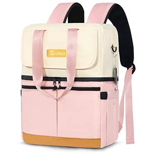 lot 24944 image: Scothen Backpack Cooler with Double Decker & 12 Ice Packs- Keeps 36 Cans Cold for Up to 8 Hours- Waterproof & Leak Proof Insulated Cooler Backpack- Stylish Cooler Bookbag for Women Travel Work Beach