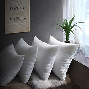 lot 24969 image: unsure if used, opened, quantity not verified  MENGT Throw Pillow Inserts 18� x 18 Set of 4 Ultra-Soft Hypoallergenic Square Couch Pillows with Polycotton Filling for Bed, Sofa, Sleeping, Decorating(White)