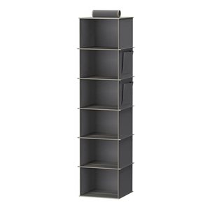 lot 24993 image: YOUDENOVA Hanging Closet Organizer and Storage, 6-Shelf Closet Hanging Storage Shelves, Grey