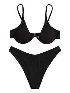 lot 25013 image: Verdusa Womens 2 Piece Triangle Bikini High Cut Bathing Suit Swimwear Black S