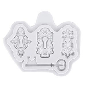 lot 25029 image: Silicone Fondant Chocolate Keyhole Key Pattern Mould for DIY Cake Decorating Cupcake Topper Candy Baking Sugarcraft Making (50-1767 gray)