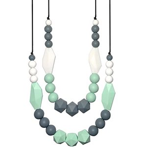 lot 25033 image: Baby Teething Necklace for Mom to Wear, 2 Pack Silicone Teething Necklace for Boys and Girls with Autism ADHD SPD, BPA FreeFreezableDishwasher and Refrigerator Safe