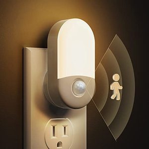 lot 25036 image: Motion Sensor Night Light Plug in, 2 Pack LOHAS Motion Activated Night Light Warm White 3000K, Plug Into Wall Motion Sensor Night Light for Kids, Bathroom Light, Adjustable Brightness, Bedroom Light