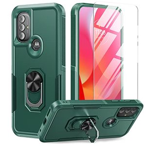 lot 25042 image: BNIUT for Motorola Moto G Play 2023 Case Moto G Power 2022 CaseMoto G Pure 2021 Case - Dual Layer Protection Magnetic Kickstand Phone Cover Protective - Ring Holder & Screen Protector (Dark Green)
