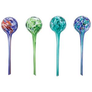 lot 25054 image: Wyndham House 4 Piece Plant Watering Globe Set, Colorful Hand-Blown Glass, Automatic Watering System