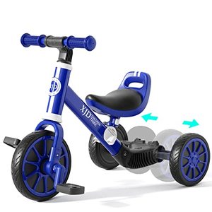 lot 25063 image: unsure if used  XJD 3 in 1 Kids Tricycles for 1-3 Years Old Kid Trike Toddler Bike Boy Girl Trikes for Toddler Tricycle Baby Bike Infant Trike with Adjustable Seat Height and Removable PedalClassic Blue
