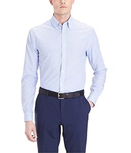 lot 25072 image: WORN, SMELLS LIKE ITS DIPPED IN PERFUME Tommy Hilfiger Mens Dress Shirt Slim Fit Non Iron Gingham, Clear Water, 16.5 Neck 36-37 Sleeve
