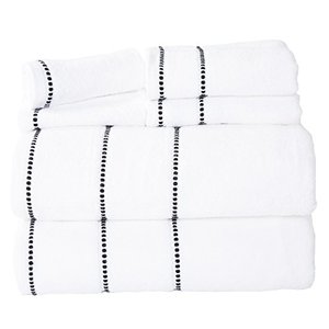 lot 25090 image: Lavish Home Cotton Bathroom Accessories with 2 Bath Towels, 2 Hand Towels, and 2 Wash Cloths - Quick Dry Towels White Set of 6