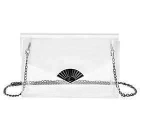 lot 25099 image: KUI WAN Clear Bag Stadium Approved,Clear Purses for Women Stadium Clear Crossbody Bag Cute for Sport Event Concert,Black Chain