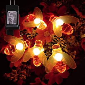lot 25112 image: USED  Dreamworth Plug in Bee String Lights, 33Ft 100 Led Bee Shape Fairy String Lights 8 Modes String Lights for Garden, Patio, Lawn Decoration (Warm White)