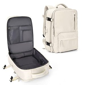 lot 25236 image: coowoz Travel Backpack For Women Men Airline Approved,Carry On Backpack,Large Hiking, Waterproof Outdoor Sports Rucksack Casual Daypack Fit 15.6 Inch Laptop Backpack College Backpack(Beige)